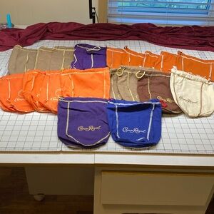 LOT of 21 Crown Royal bags large and small sizes various colors